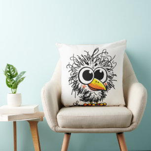 Scruffy Bird: Niedliche und sonnige Kunst Kissen
