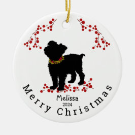 Scruffy Mutt Berry Merry Weihnachtsdekoration Keramik Ornament