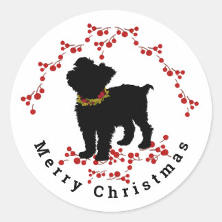 Scruffy Mutt Berry Merry Weihnachtssticker Runder Aufkleber