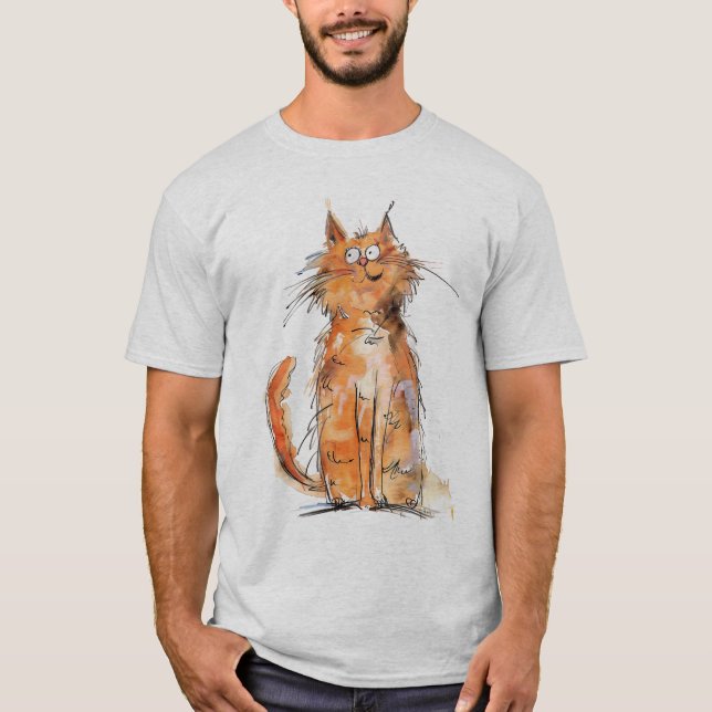 Scruffy Orange Cat Whimsical Quirky T-Shirt (Vorderseite)