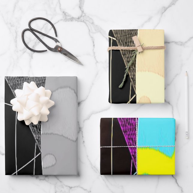 "Scrunchies" Packpapier Flachblatt Set 3 Geschenkpapier Set (Vorderseite)