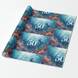 Scuba 50th birthday underwater birthday card  geschenkpapier