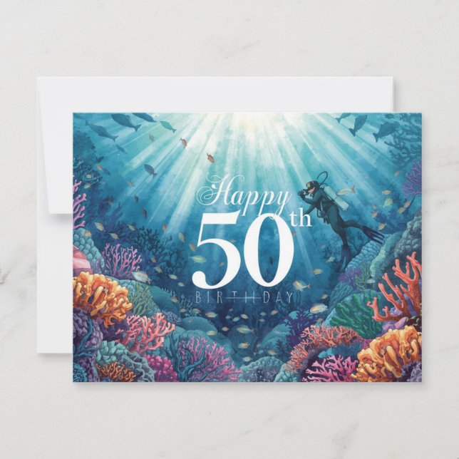 Scuba 50th birthday underwater birthday card  karte (Vorderseite)