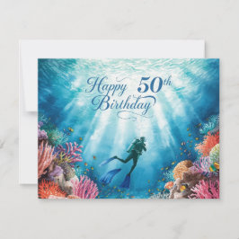 Scuba 50th birthday underwater birthday card  karte