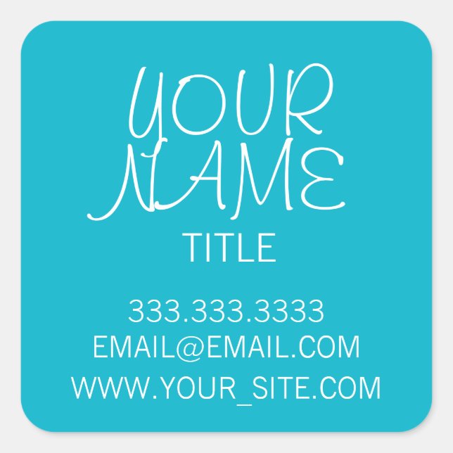 Scuba Blue Freehand Simple Quadratischer Aufkleber (Vorderseite)