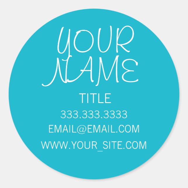 Scuba Blue Freehand Simple Runder Aufkleber (Vorderseite)