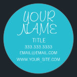 Scuba Blue Freehand Simple Runder Aufkleber<br><div class="desc">Cool,  elegant und minimalistisch. Blau und weiß.</div>