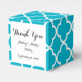 Scuba Blue White Quatrefoil marokkanisches Muster Geschenkschachtel