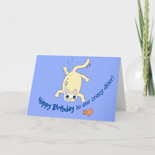 Scuba Cat Diver Geburtstagkarte Dankeskarte (Vorderseite)