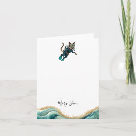 Scuba Cat Diving Blue Wet Suit