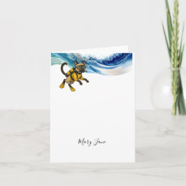 Scuba Cat Diving Blue Wet Suit