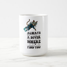 Scuba Cat Diving Blue Wet Suit funny saying Kaffeetasse