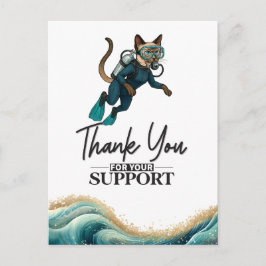 Scuba Cat Diving Blue Wet Suit Postkarte