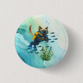 Scuba Cat is diving Underwater Button
