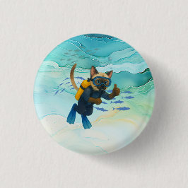 Scuba Cat is diving Underwater Button