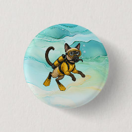 Scuba Cat is diving Underwater Button