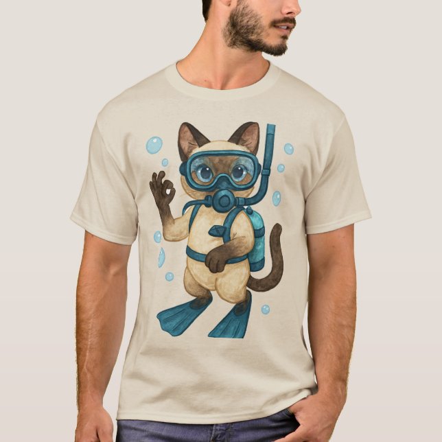 Scuba Cat-Tauchen mit O.K.-Zeichen T-Shirt (Vorderseite)