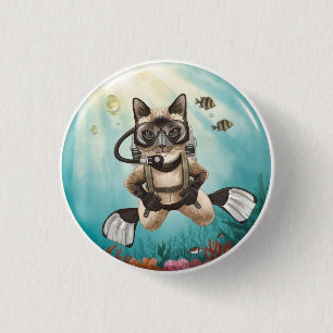Scuba Cat taucht unter Wasser Button