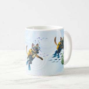 Scuba Cat taucht unter Wasser Kaffeetasse
