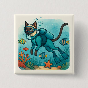 Scuba Cat taucht unter Wasser Knopf Button