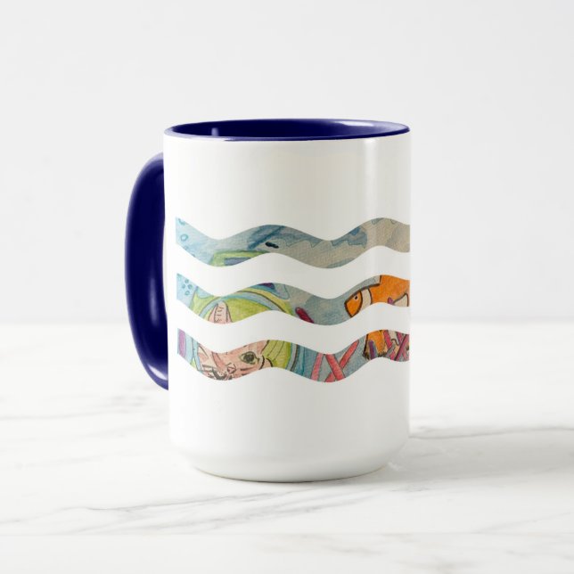 Scuba Cat Waves Tasse (Vorderseite Links)
