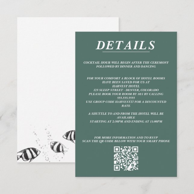 Scuba Couple QR Code und Details Begleitkarte (Vorne/Hinten)