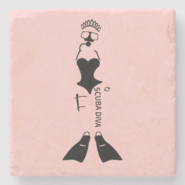 Scuba Diva Diver Steinuntersetzer (Vorderseite)