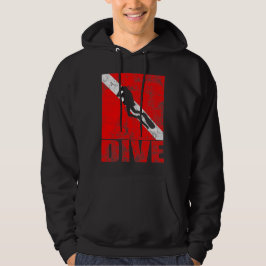 Scuba Dive Down Flag Vintages Tauchgerät  Hoodie