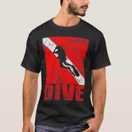 Scuba Dive Down Flag Vintages Tauchgerät T-Shirt