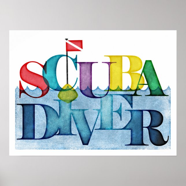 Scuba Diver Colorful Scuba Diving Poster (Vorne)