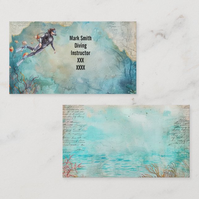 Scuba Diver Diving underwater  Visitenkarte (Vorne/Hinten)