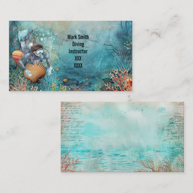 Scuba Diver Diving underwater  Visitenkarte (Vorne/Hinten)