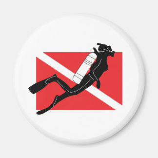 SCUBA Diver Down Flag mit weiblichem Diver Magnet