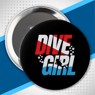 Scuba Diver Geschenk für Frauen, Dive Girl Scuba Button