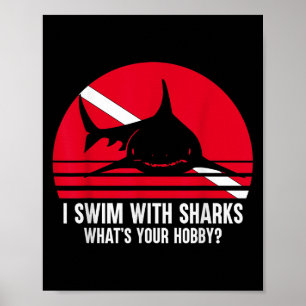Scuba Diver Geschenk Haifisch Ozean Vintages Tauch Poster