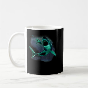 Scuba Diver, Great White Shark & Megalodon Shark D Kaffeetasse
