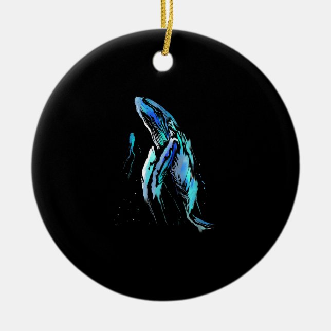 Scuba Diver Humpback Whale Schwimmen Geschenk Keramik Ornament (Vorne)