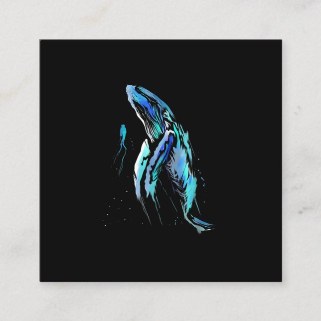 Scuba Diver Humpback Whale Schwimmen Geschenk Quadratische Visitenkarte (Vorderseite)