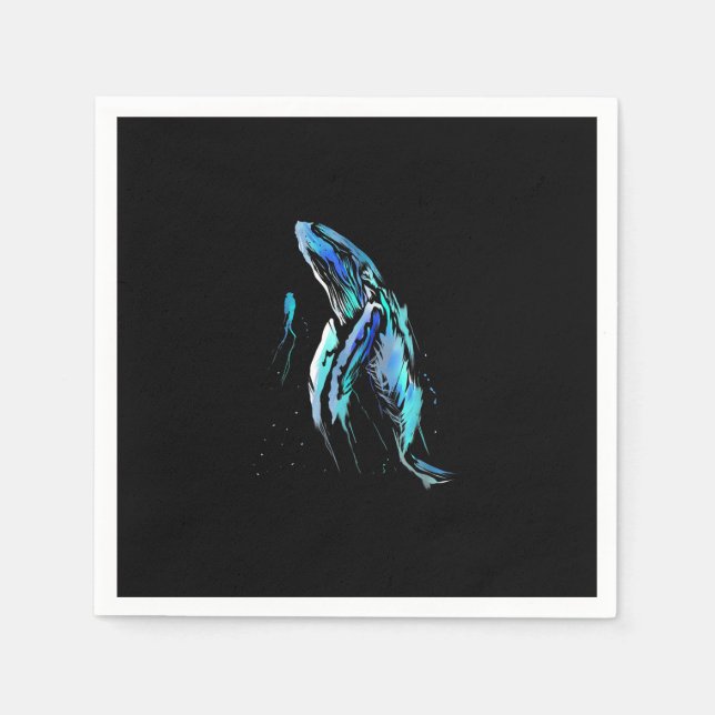 Scuba Diver Humpback Whale Schwimmen Geschenk Serviette (Vorderseite)
