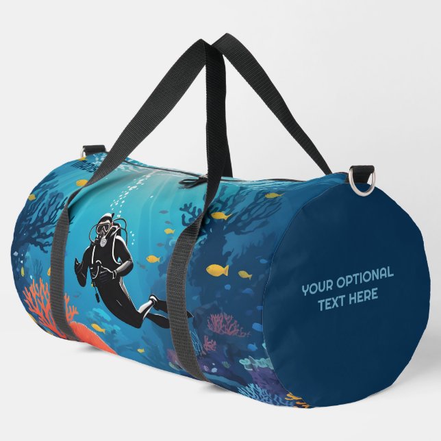 Scuba Diver individuelle Name Duffle Bag (Linke Ecke)