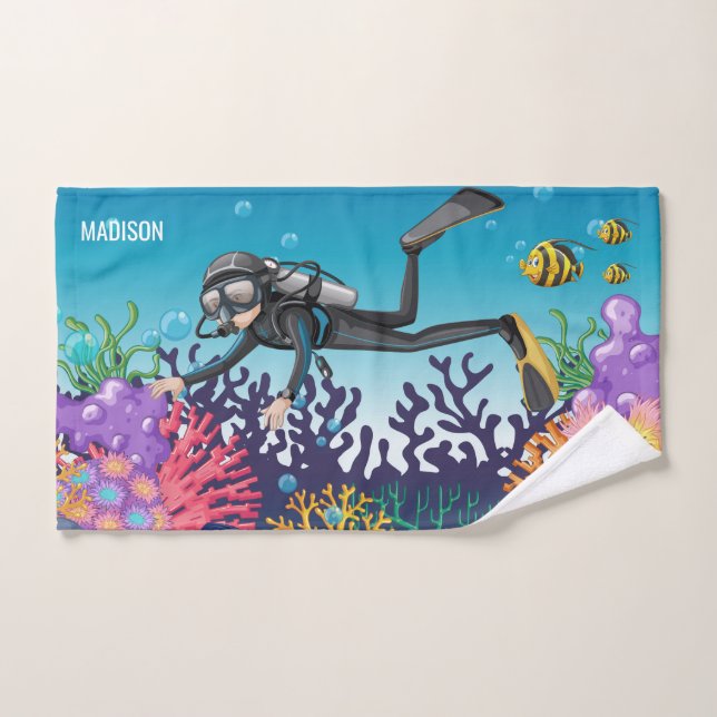 Scuba Diver individuelle Name Handtuch (Handtuch)