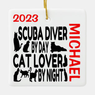 Scuba Diver Lieben Cats CUSTOM Keramikornament