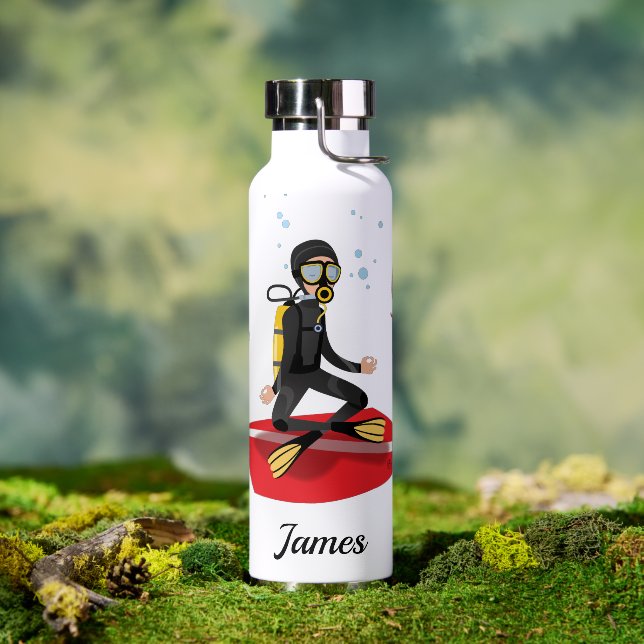 Scuba Diver Meditieren Yoga Ruhe Trinkflasche (Außenbereich)
