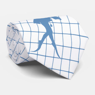 Scuba Diver on Blue Karo Necktie Krawatte