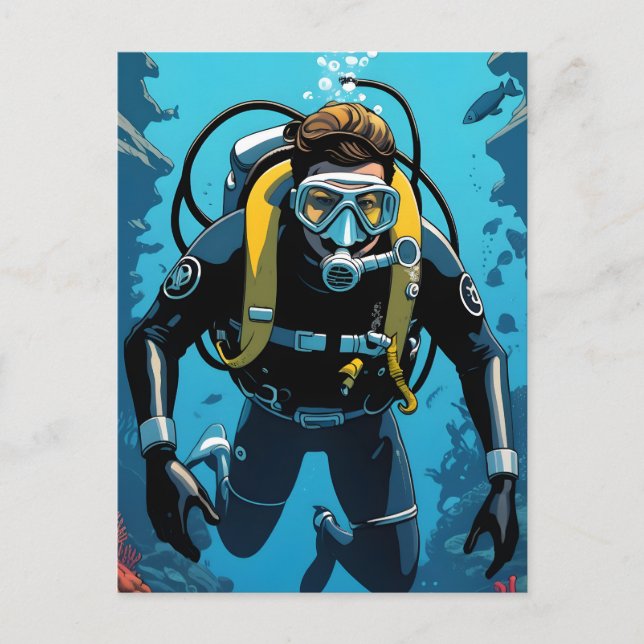 Scuba Diver Postkarte (Vorderseite)