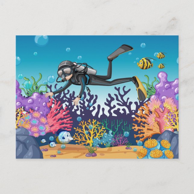 Scuba Diver Postkarte (Vorderseite)