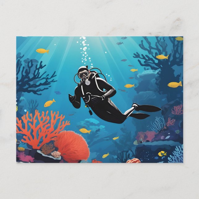 Scuba Diver Postkarte (Vorderseite)