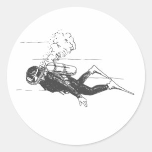 Scuba Diver Runder Aufkleber