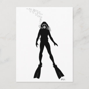 Scuba Diver Silhouette (Frau) Postkarte