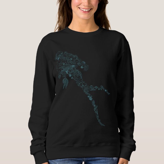  Scuba diver silhouette in blue marine life design Sweatshirt (Vorderseite)